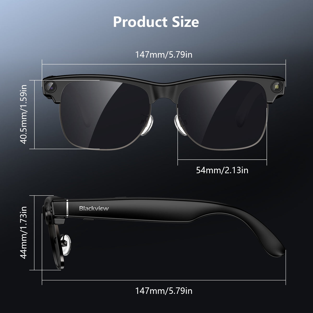Blackview AI Smart Glasses with Camera, 1080P HD Video & Photo Capture, Real-Time Translation, Recording Glasses with AI Assistant for Women & Men, Open-Ear Audio for Travel (Photochromic)