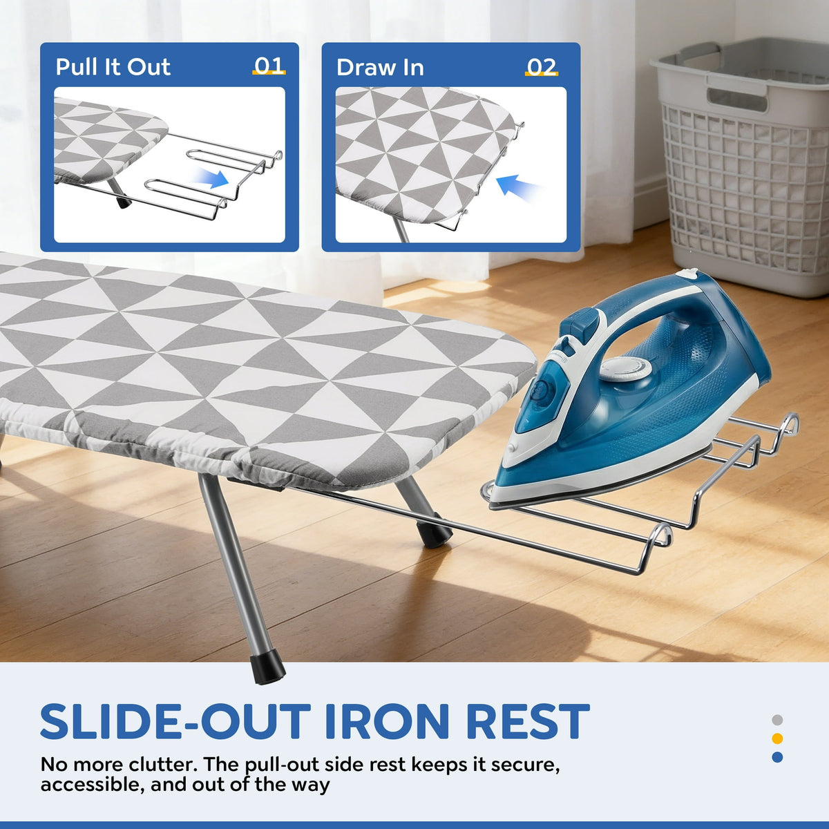 Doulami Ironing Board Tabletop Ironing Board with Iron Rest Portable Folding Iron Board for Dorms Apartment Travel