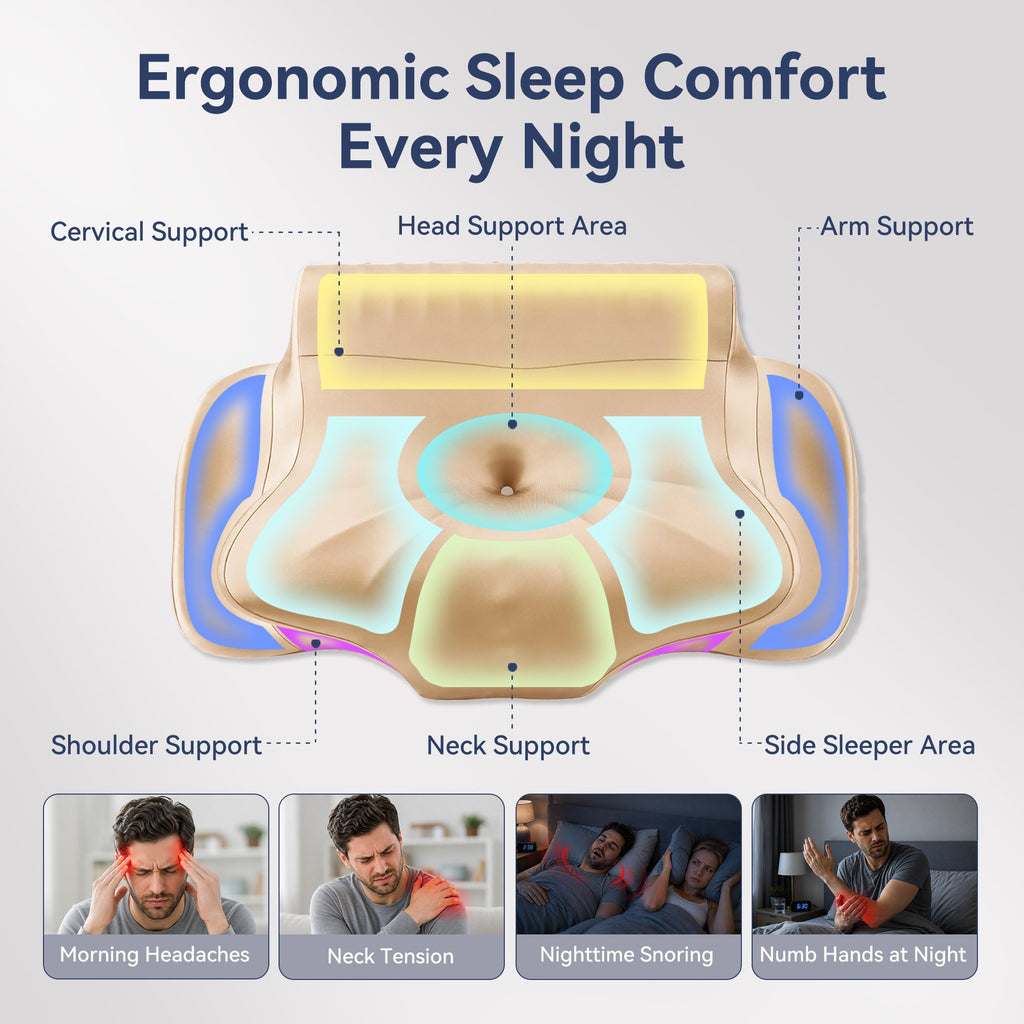 Cervical Neck Pillow - Ergonomic Side Sleeper Pillow for Pain Relief, Contour Cervical Pillow for Sleeping, Memory Foam Pillows for Neck Support, Orthopedic Bed Pillow for Back Stomach Sleepers