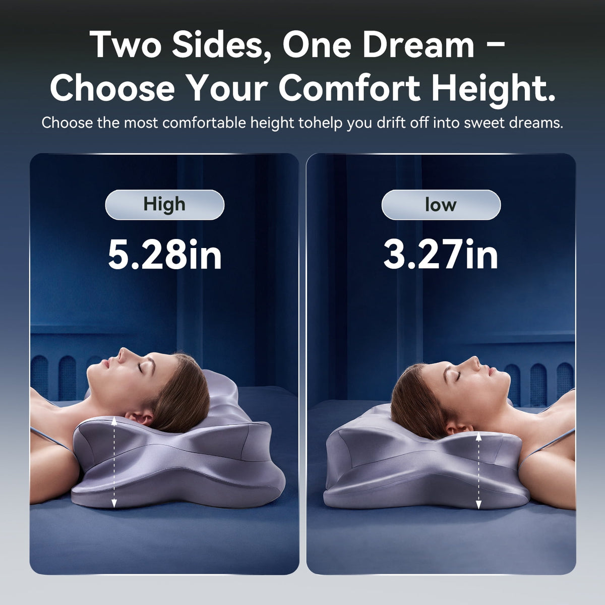 Cervical Neck Pillow - Ergonomic Side Sleeper Pillow for Pain Relief, Contour Cervical Pillow for Sleeping, Memory Foam Pillows for Neck Support, Orthopedic Bed Pillow for Back Stomach Sleepers