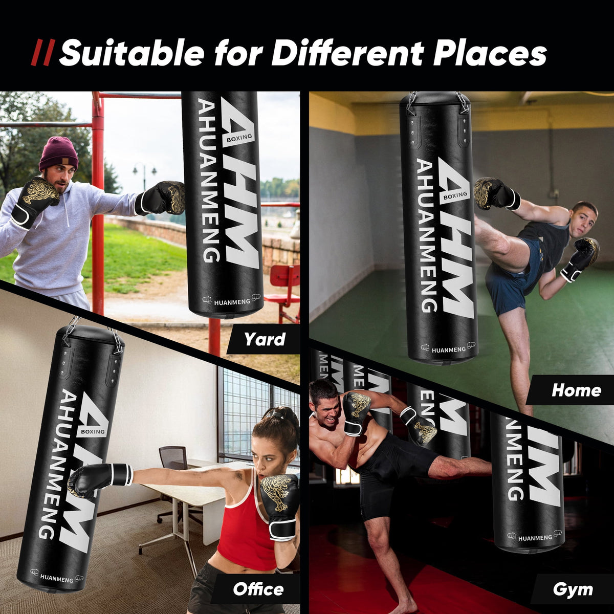 Doulami Punching Bag for Adults 4FT PU Heavy Boxing Bag Set Hanging Boxing Bag Kit w/ 12oz Gloves