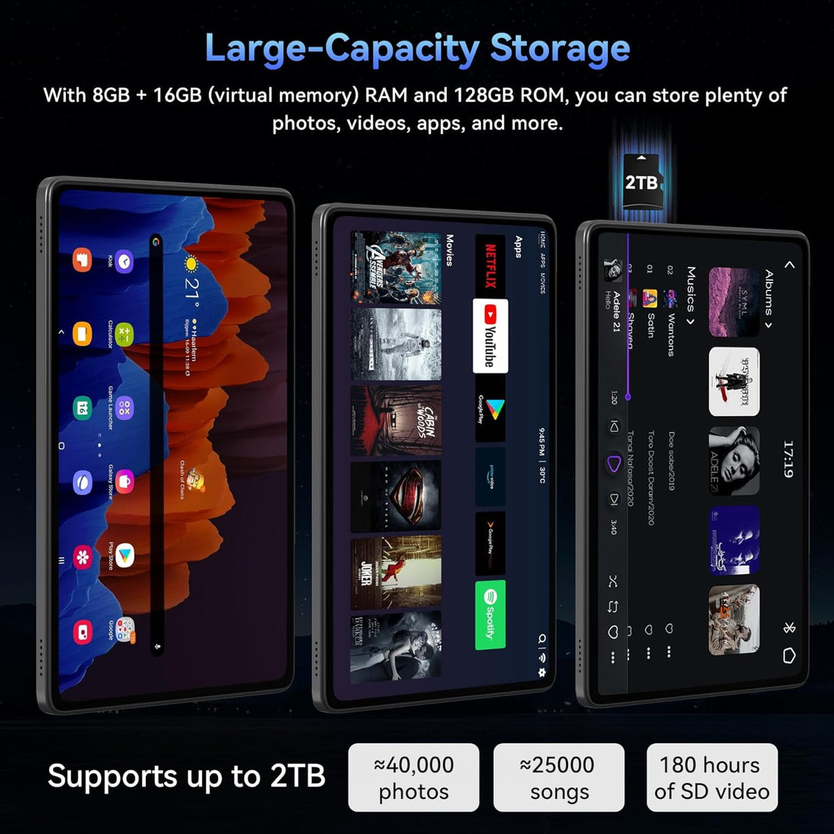 Tablet 2026 World's First Android 16 AI Tablet with Gemini AI, 11 Inch FHD Display, 24GB RAM 128GB ROM /2TB TF, T7250 CPU+13MP Camera, 8000mAh, Widevine L1, 2 in 1 Tablets with Keyboard Mouse Stylus