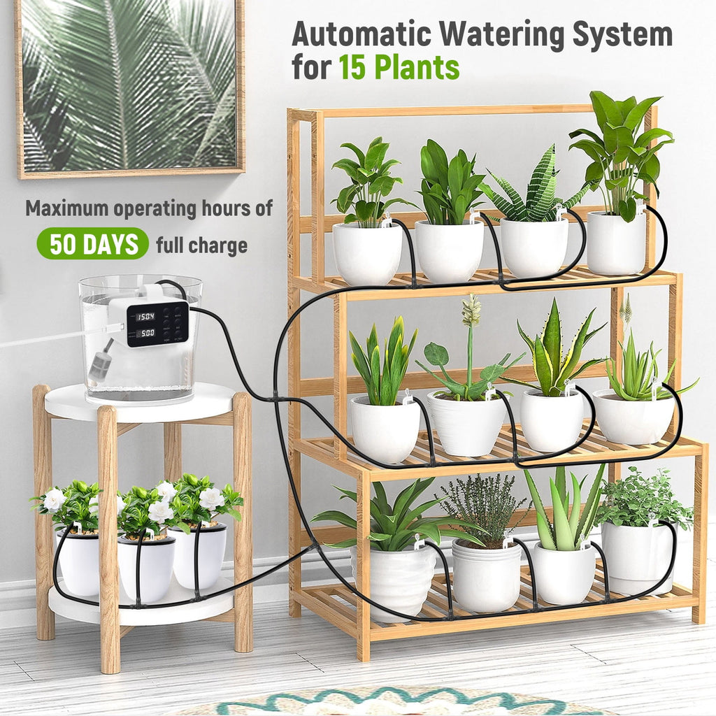 Doulami Drip Irrigation System Automatic Watering System Indoor Plant Irrigation Kit Self Watering Device for 15 Potted Plants
