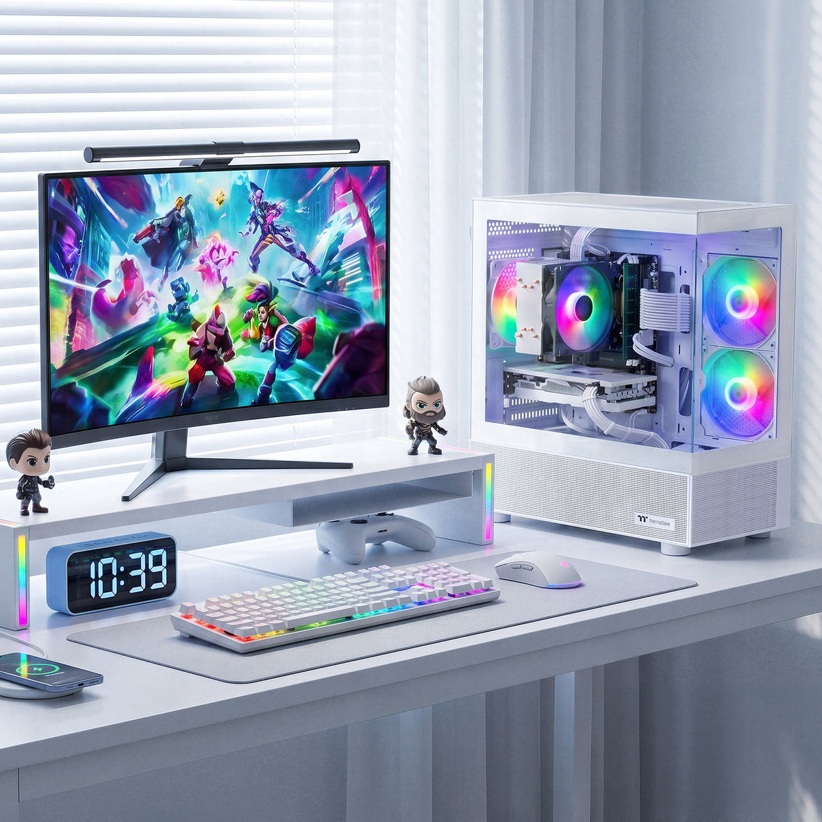 AIGAMEPC Gaming PC Desktop Computer, Intel Core i7 up to 4.0GHz, GTX 1660 Super 6GB, 16GB RAM, 512GB M.2 SSD, BX3 550W 80PLUS Bronze PSU, WiFi 5, RGB Fan x5, Windows 11 Home, White PC